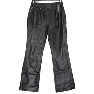 NWT Ralph Lauren Pants Vintage Leather Biker Grunge Goth Punk Rock Moto Black 10